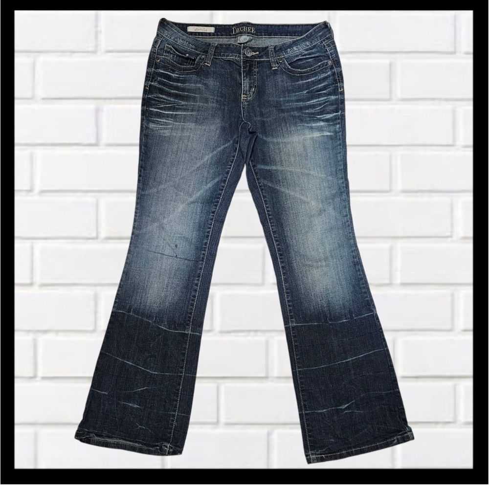 DECREE Chic Flare Jeans in Dark Blue Sz 13 Y2K